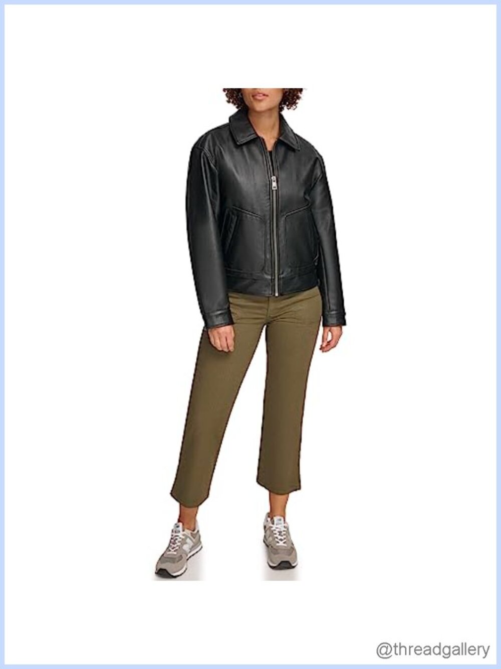 Faux Leather Lightweight Dad Bomber Jacket with Zipper Closure
